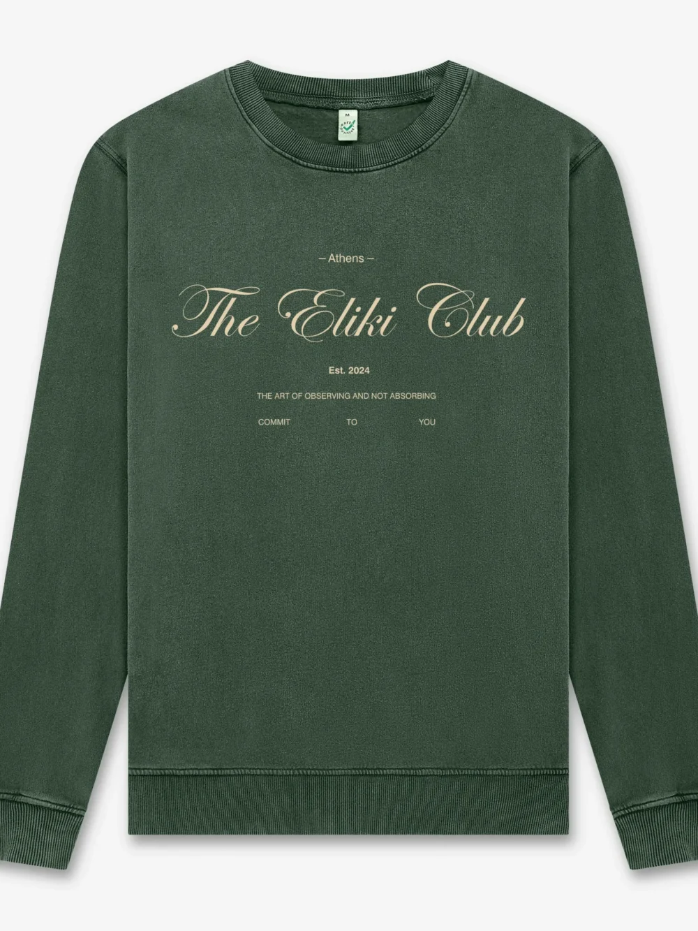 “The Eliki Club“ Stone Washed Sweatshirt - Stone Washed Green, Medium
