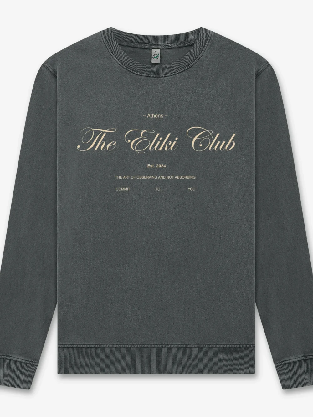 “The Eliki Club“ Stone Washed Sweatshirt - Stone Washed Grey, Medium